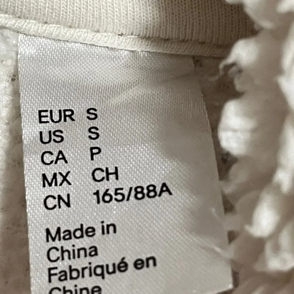 H&M Divided White Sherpa Teddy Fleece Pullover Jacket - Size Small - Picture 8 of 12
